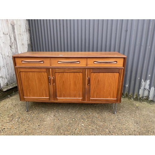 177 - A g plan fresco style teak  sideboard raised on hairpin legs 144x40x85