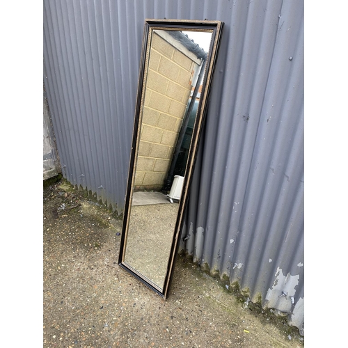 188 - A antique ebonised and gilt dressing mirror 46x157