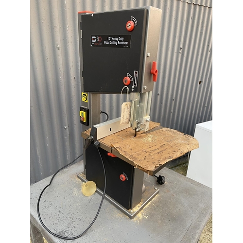 196 - A SIP 10 inch wood cutting bandsaw on trolley table