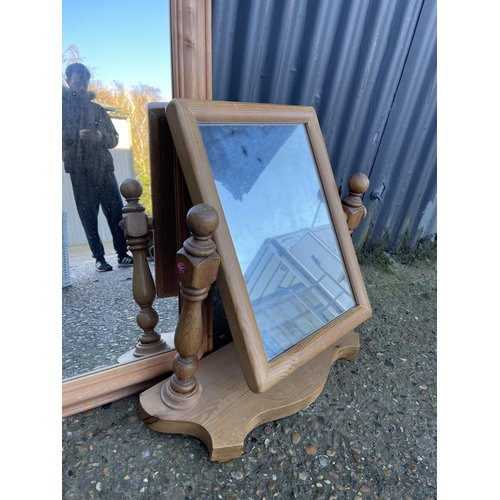 220 - A pine dressing mirror and a pine swing mirror