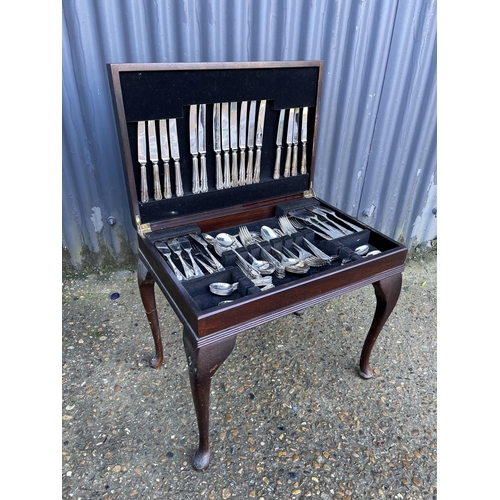 223 - A Cooper & Luddenham plated canteen of cutlery in mahogany box