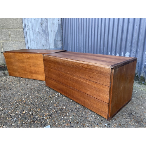 231 - Two tapley teak wall units, one chest of three the other a bureau