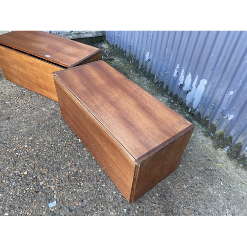 231 - Two tapley teak wall units, one chest of three the other a bureau