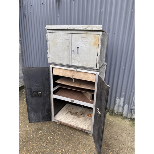 236 - An industrial aluminium two section tool chest 70x54x150