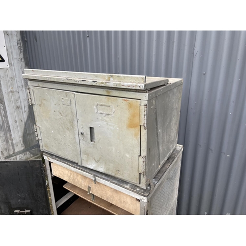 236 - An industrial aluminium two section tool chest 70x54x150