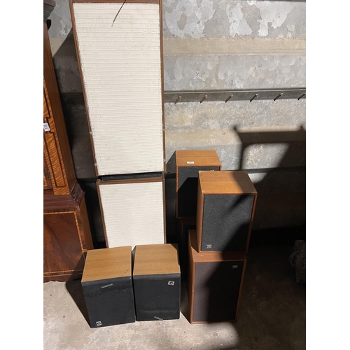 239 - Four pairs of teak cased stereo speakers including Wardales