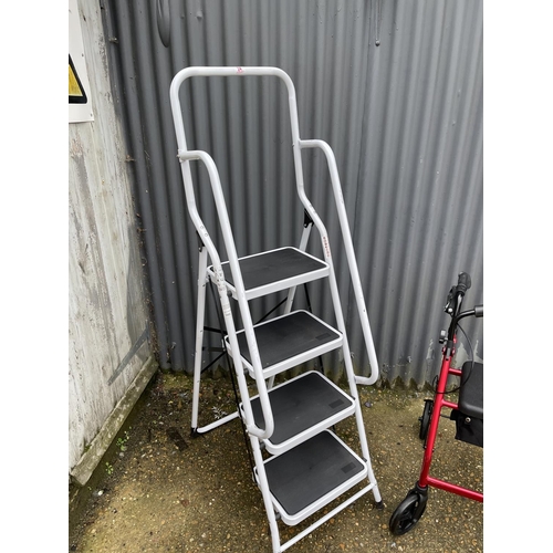 24 - A set of folding steps, vax cleaner and a mobility walker