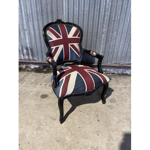 324 - A Union Jack pattered throne style armchair