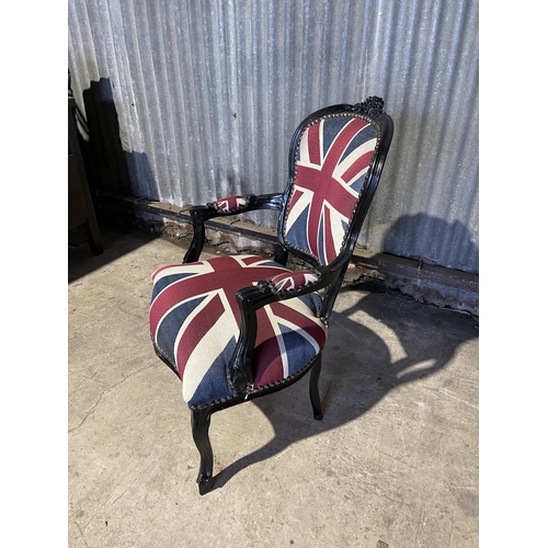 324 - A Union Jack pattered throne style armchair