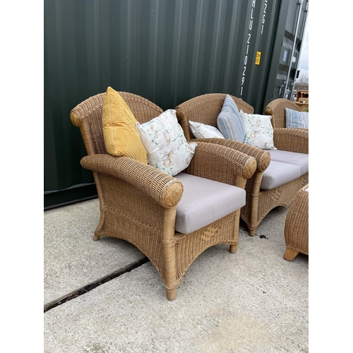 339 - A MODERN wicker five piece conservatory suite by RATANCRAFT consisting of a sofa, two chairs and two... 