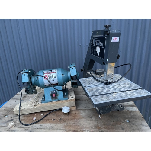 419 - Band saw and a Clarke bench grinder