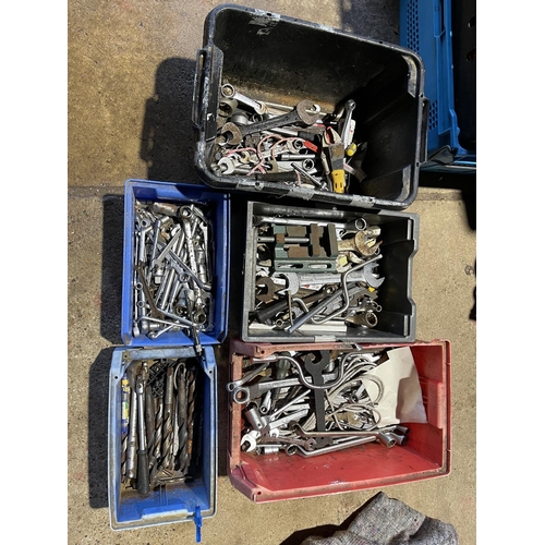 422 - Four trays of spanner's and wrenches