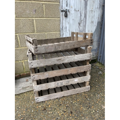 5 - Five vintage wooden potato crates