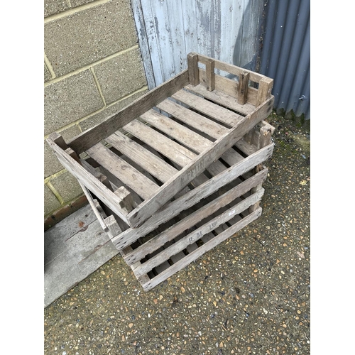 5 - Five vintage wooden potato crates