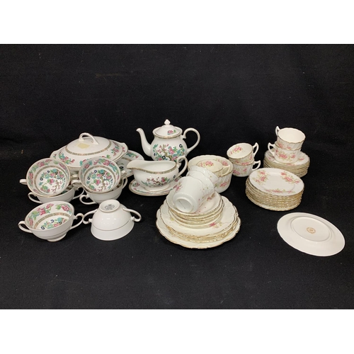 562 - 2 part teasets and Royal Grafton Indian tree dinnerware