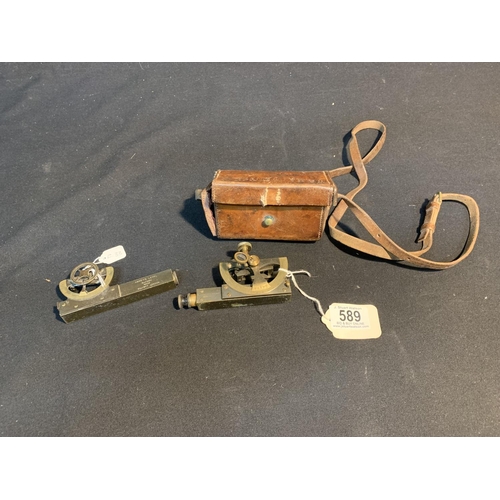 589 - Abneys level and a 1917 WD Troughton and Simms Ltd, level and period leather case