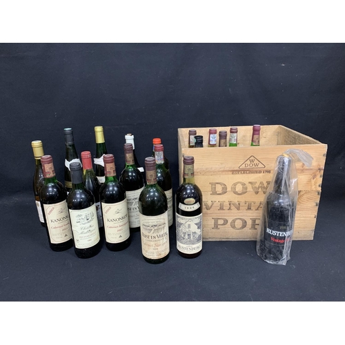 596 - Dow's Port crate and collection of wines and bottle of Rustenberg vintage port