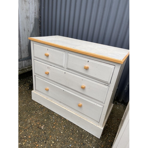 6 - A painted chest of four drawers, together with a three drawer sideboard  larger 92x44x 77