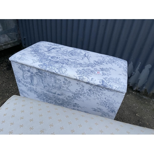 61 - Two upholstered ottoman boxes larger 122x60x45