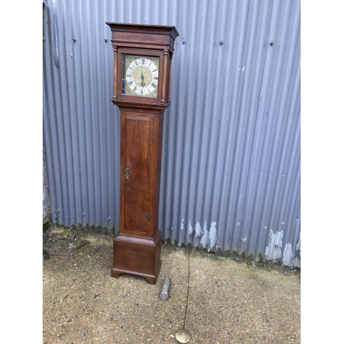 66 - An oak cased lomg case with brass dial by GODEN WEST MALLING