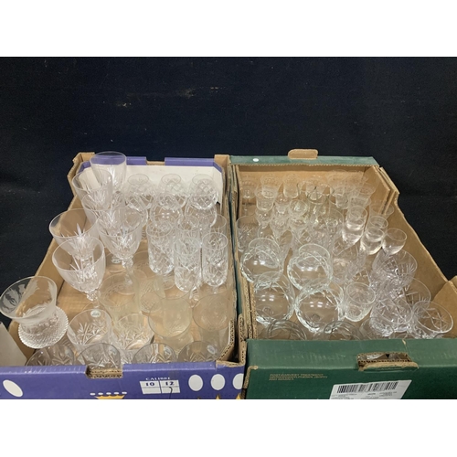 661 - 2 Trays of Cut glass and etched drinking glasses