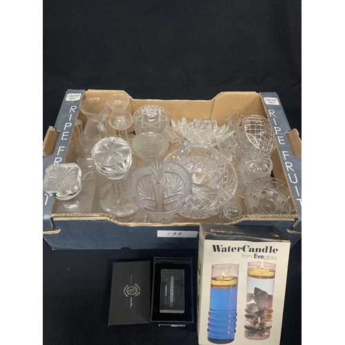 662 - Tray of cut glassware including Decanters etc