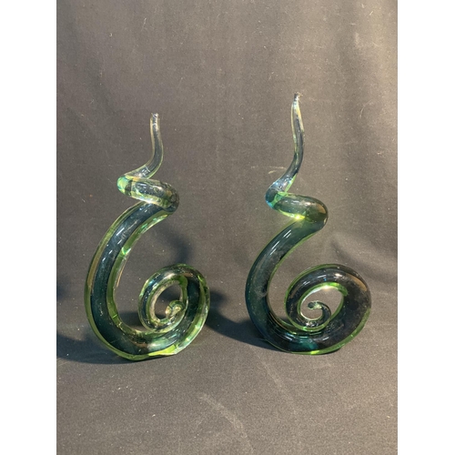 668 - Pair Studio glass ornaments, height 32cms