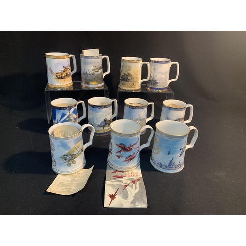 675 - 8 Doulton Military Commemorative tankards all with certificates, unboxed and 3 others