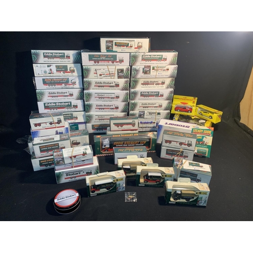 676 - Eddie Stobart - collection of Atlas 1:76 Die cast models trucks, 23 Scania, Volvo, DAF, Leyland and ... 