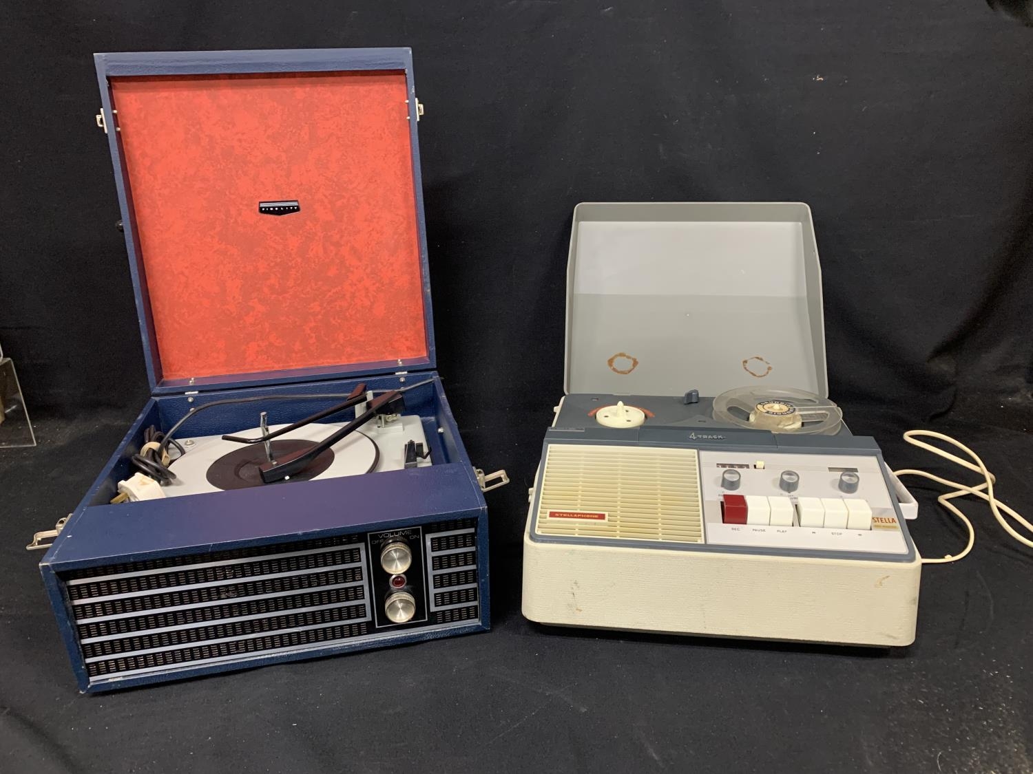 Fidelity Record player and Stellar 4 track tape recorder