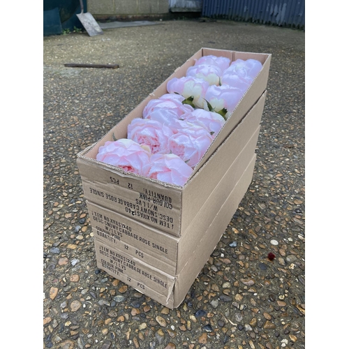 79 - Five boxes of 12 pink artificial hydranga