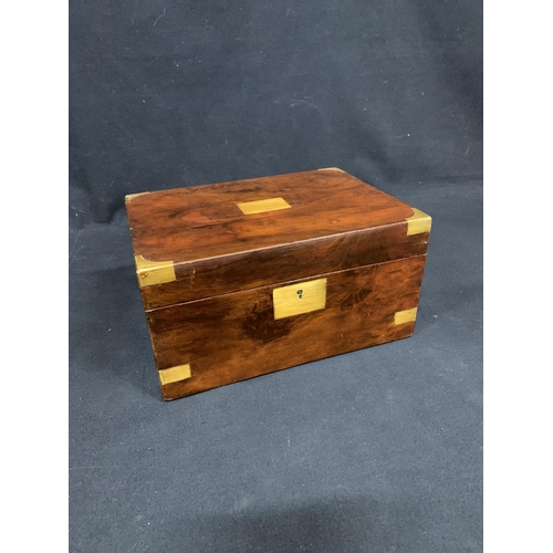 793 - Mahogany brass bound writing slope with fitted interior and inkwell