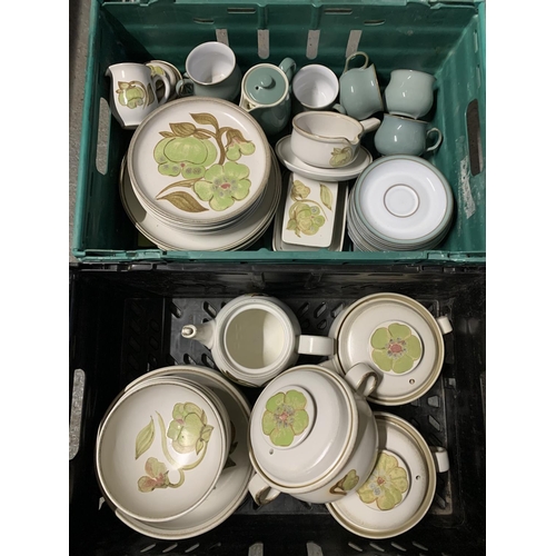 807 - Two trays of Denby pottery ware