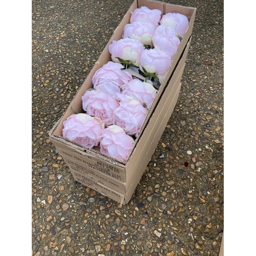 81 - Three boxes of 12 artificial snowy cabbage rose heads