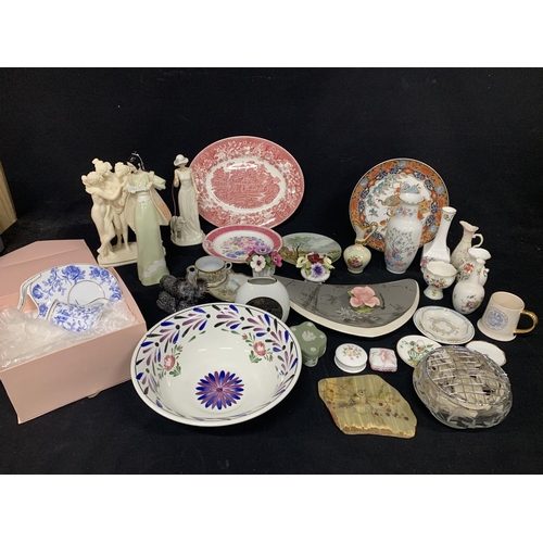 820 - Assorted decorative china including Doulton Cherry Blossom Figure, Portmeirion bowl & Carltonware di... 