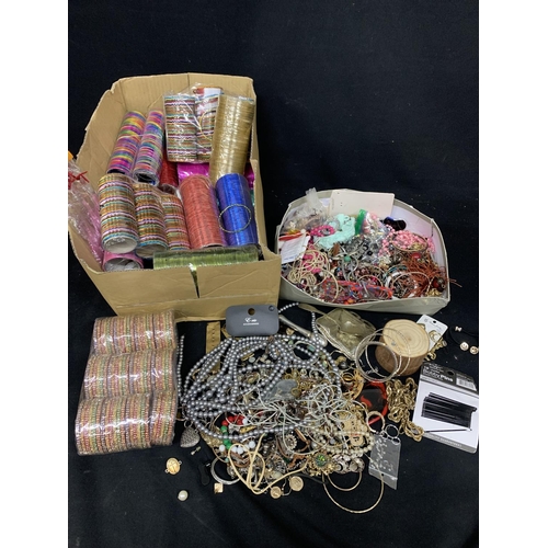 827 - Modern costume jewellery and box of bangles