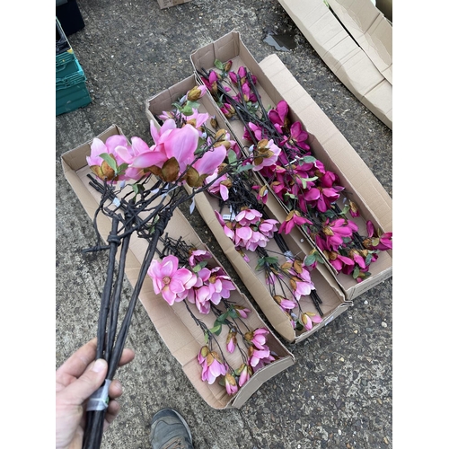 84 - Three boxes of six artificial pink  magnolia stems