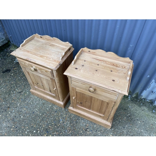 97 - A pair of country pine pot cupboard bedsides