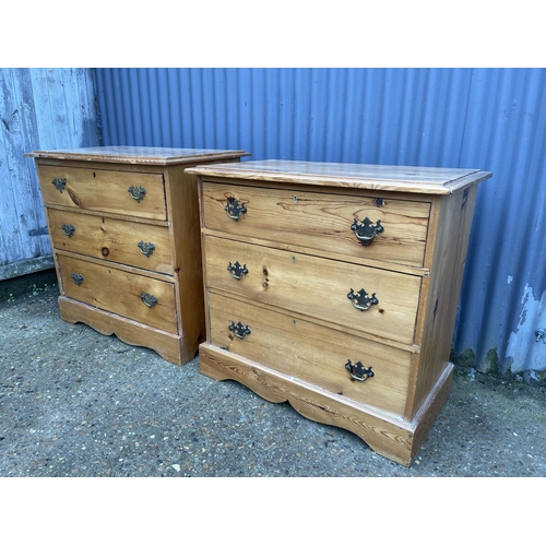 98 - A pair of satinwood three drawer chests 85x50x77