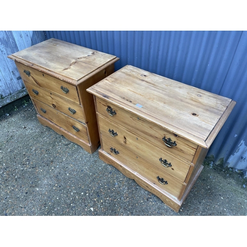 98 - A pair of satinwood three drawer chests 85x50x77