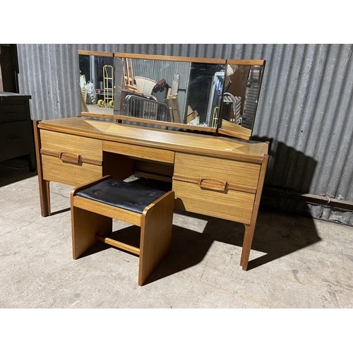 292 - Mid century dressing table and stool  147w 45d x71 cms high