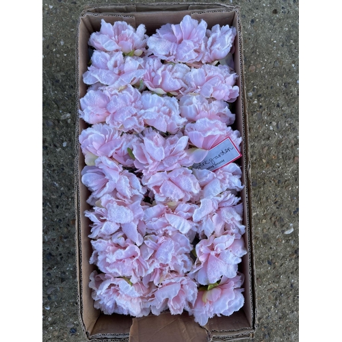 117 - One box of 24 glittered pink artificial peony heads