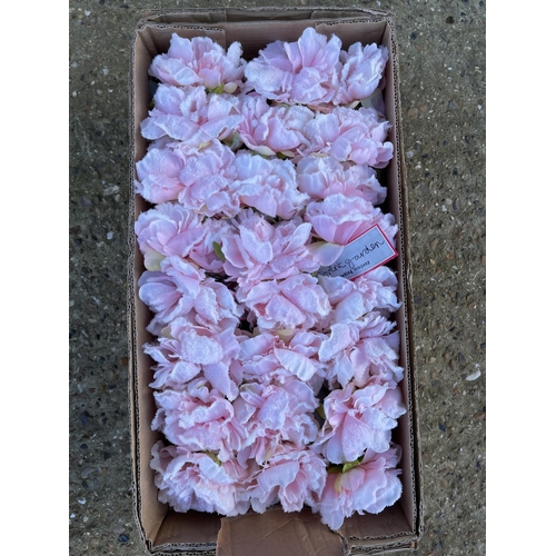 119 - One box of 24 glittered pink artificial peony heads