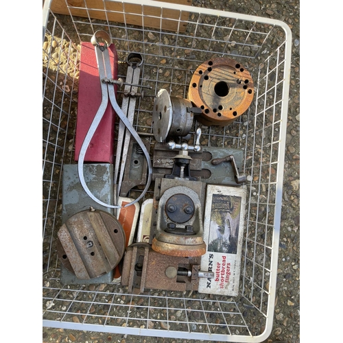 142 - Lathe parts, box of planes etc and other tools