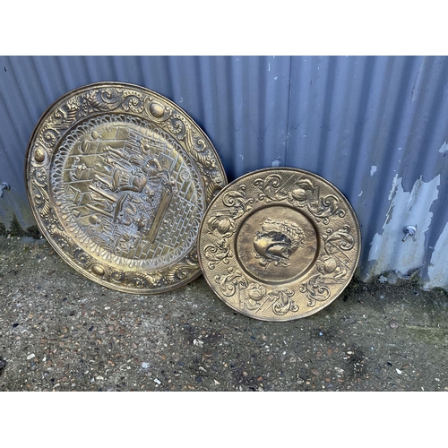 147 - Two large brass plaques