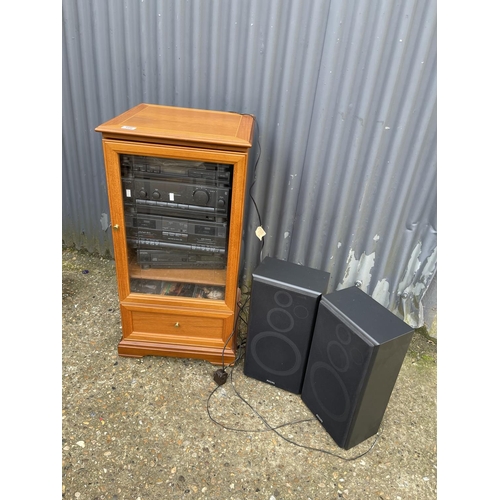 166 - A teak cased Phillips hifi system with 2 speakers