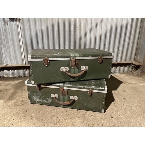 198 - A pair of vintage aluminium suit cases