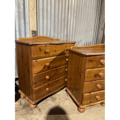 203 - A modern pine chest of four together with matching pine six drawer desk