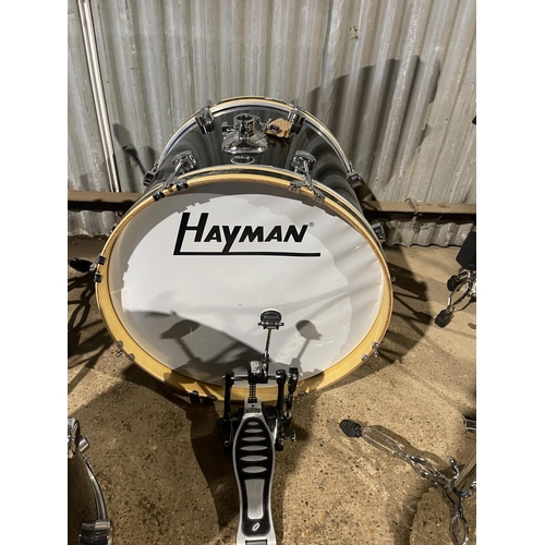 215 - A limited edition Hayman 'big sound' drum kit 00297 with other yamaha & stagg stands, fitted cases