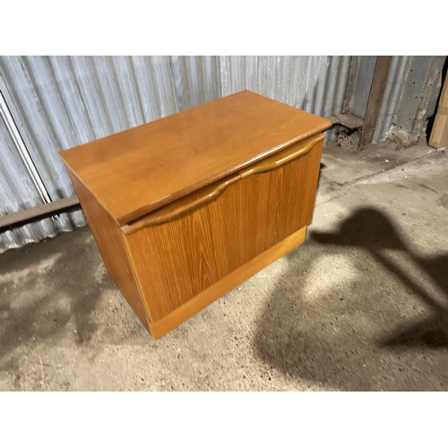 235 - A SMALL TEAK RECORD CABINET 76x44x60